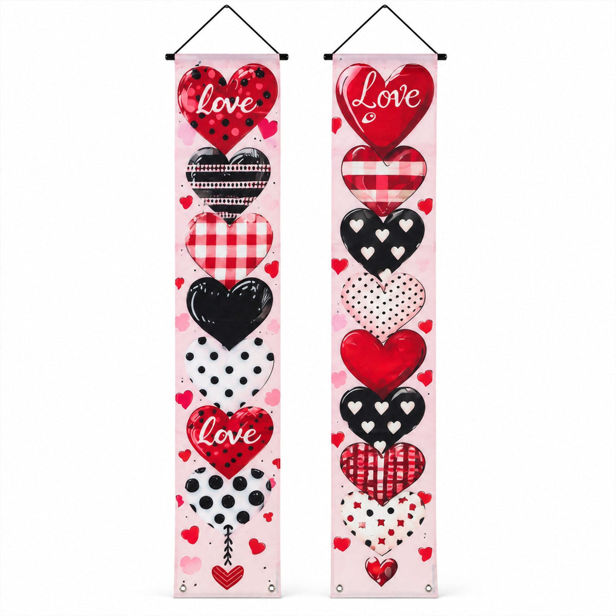 Love Heart Printed Door Hanging Backdrop Curtains Decoration (2 Pc 180x30 Cm)