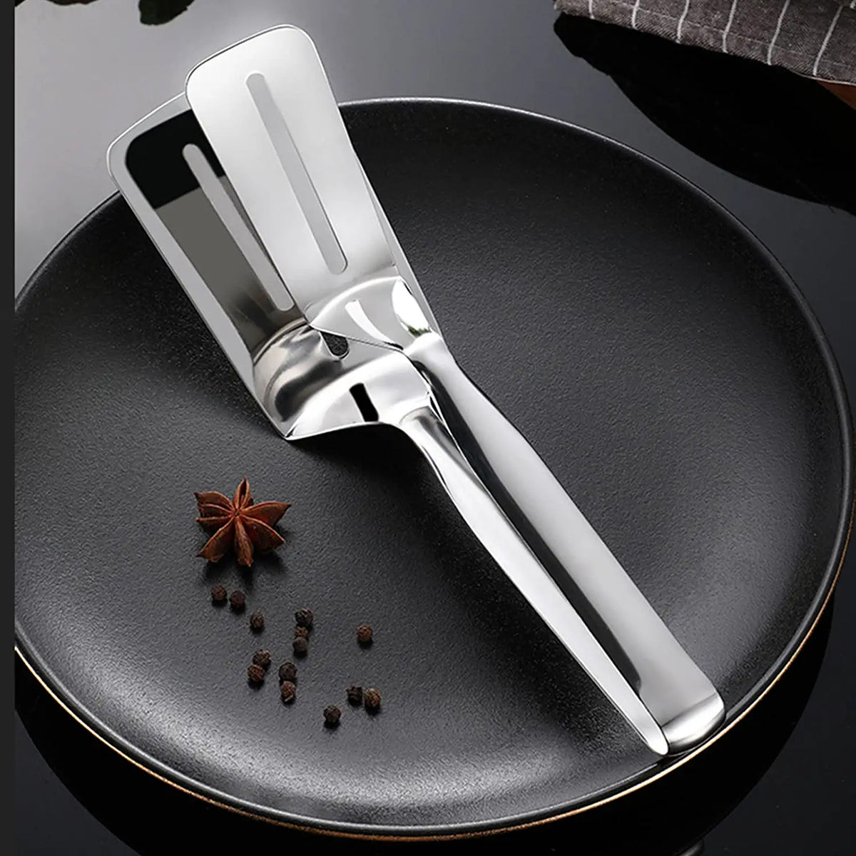 2918 Multifunction Cooking Serving Turner Frying Food Tong. Stainless Steel Steak Clip Clamp Bbq Kitchen Tong.