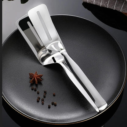 2918 Multifunction Cooking Serving Turner Frying Food Tong. Stainless Steel Steak Clip Clamp Bbq Kitchen Tong.