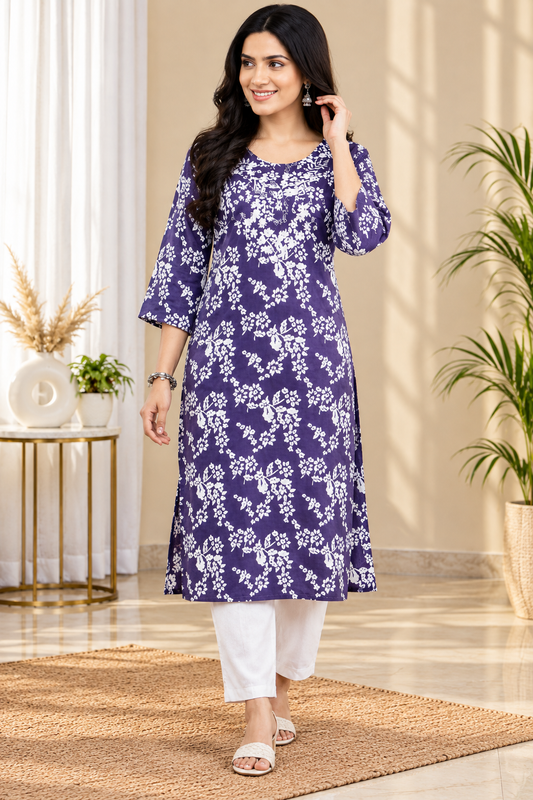 Women Cotton Rayon Kurta Pant Dupatta Set