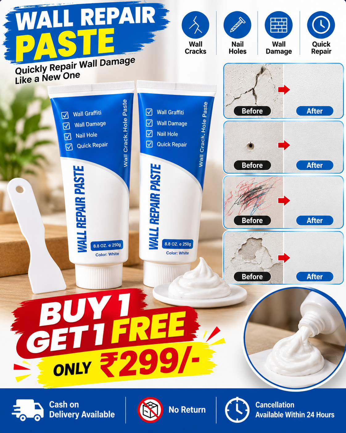 Wall Repair Paste BUY 1 GET 1 FREE