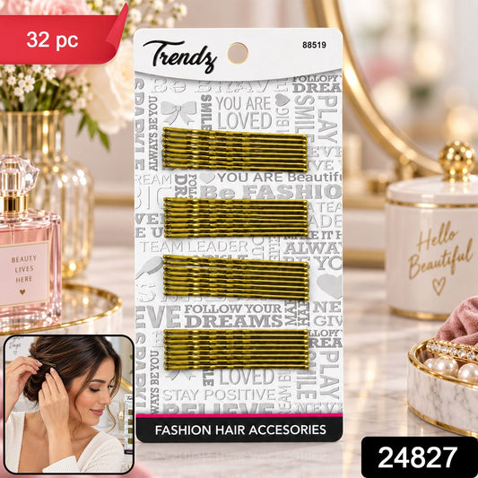 Gold Metal Wavy Hair Pins For Women And Girls (32 Pc)