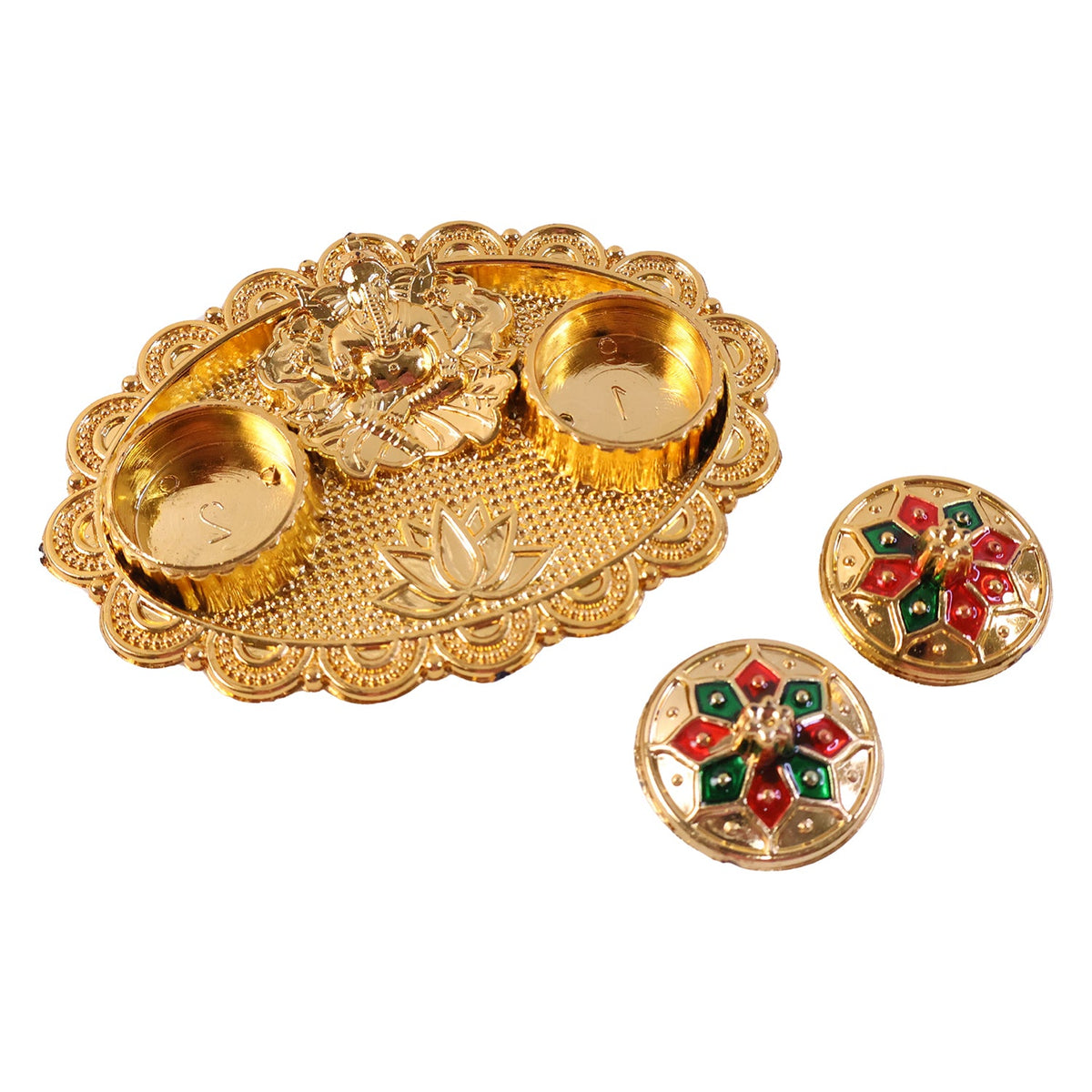 Ganesh Kumkum Holder  Elegant Meenakari Pooja Accessory