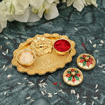 Ganesh Kumkum Holder  Elegant Meenakari Pooja Accessory