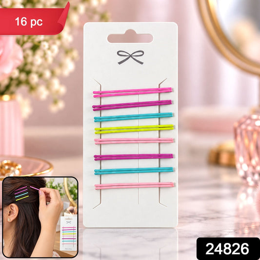 Colourful Metal Hair Pins For Women And Girls (16 Pc)