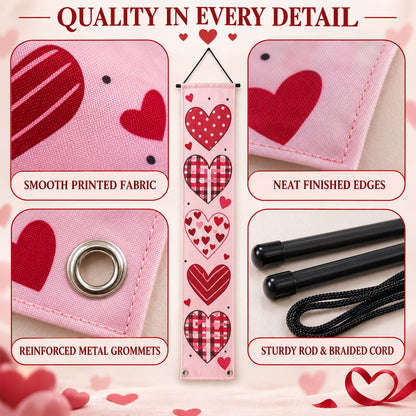 Love Heart Printed Door Hanging Backdrop Curtains Decoration (2 Pc 180x30 Cm)
