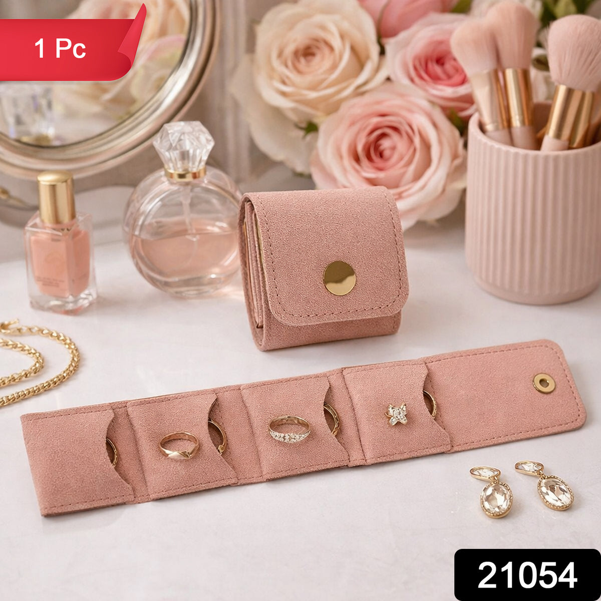 Compact Foldable Jewelry Storage Pouch  Wallet (1 Pc)