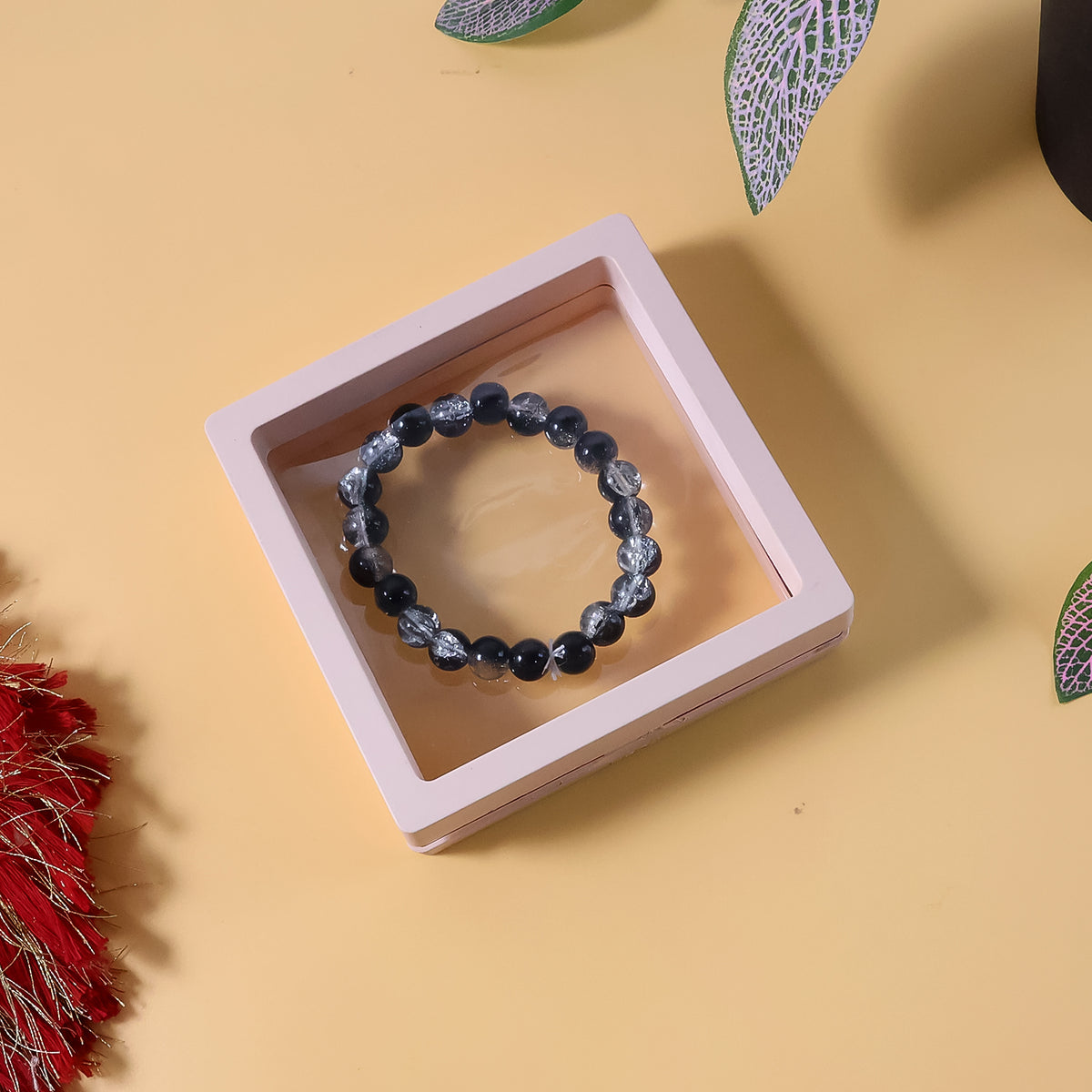 Elegant Dual-tone Crystal Beaded Stretch Bracelet (1 Pc)